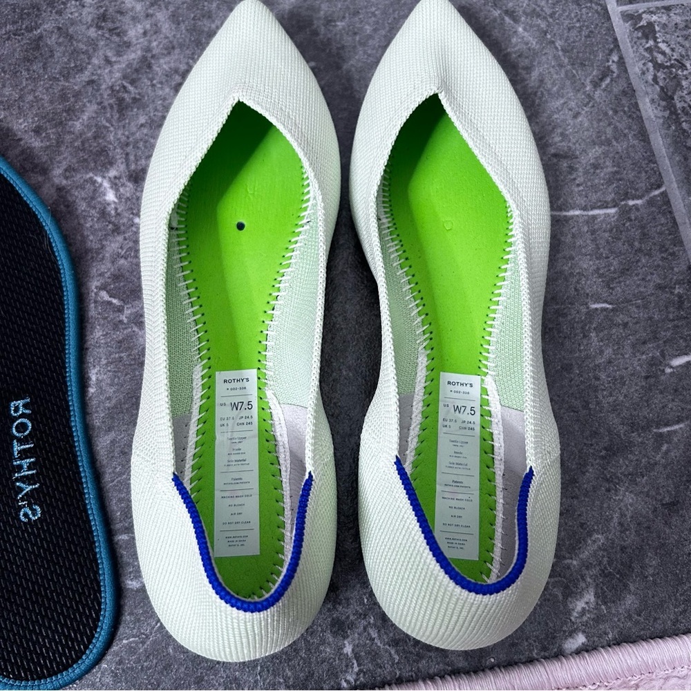 Rothy's The Point Sour Apple Green Flats Size W7.5 Office Travel - Picture 10 of 13
